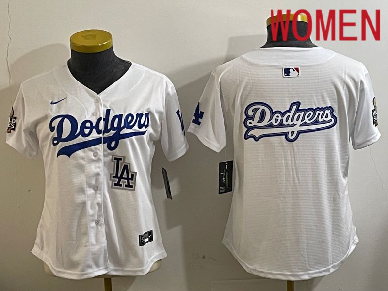 Women Los Angeles Dodgers Blank White Game 2024 Nike MLB Jersey style 112115